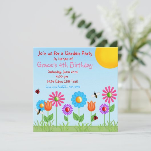 園遊会のてんとう虫の誕生日の招待状 招待状 (スタンド正面)