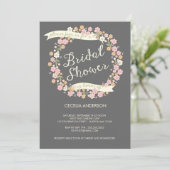 園遊会の花のリースのブライダルシャワーの赤面 招待状 (スタンド正面)