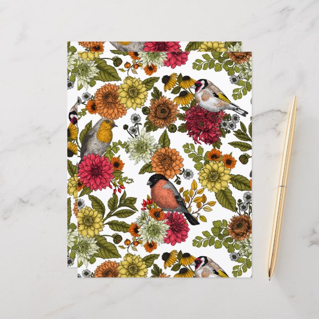 園鳥と花1 (正面/裏面インサイチュ)