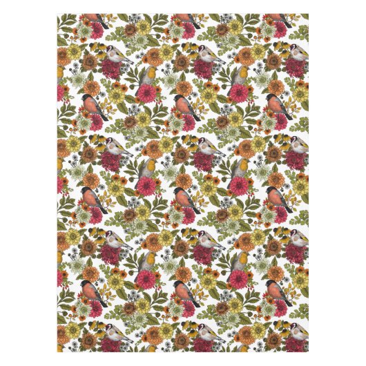 園鳥と花1 テーブルクロス (正面)