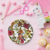 園鳥と花1 ペーパープレート (パーティー)