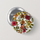 園鳥と花1 缶バッジ (正面&裏面)