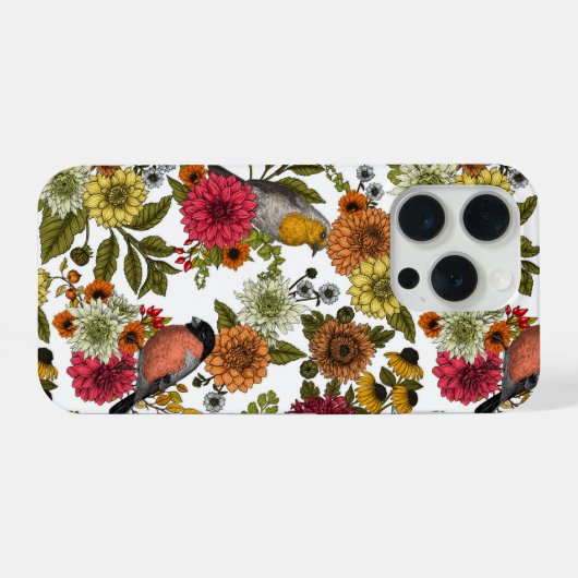 園鳥と花1 iPhoneケース (裏面横)