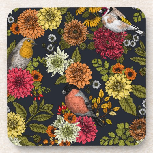 園鳥と花2 コースター (正面)
