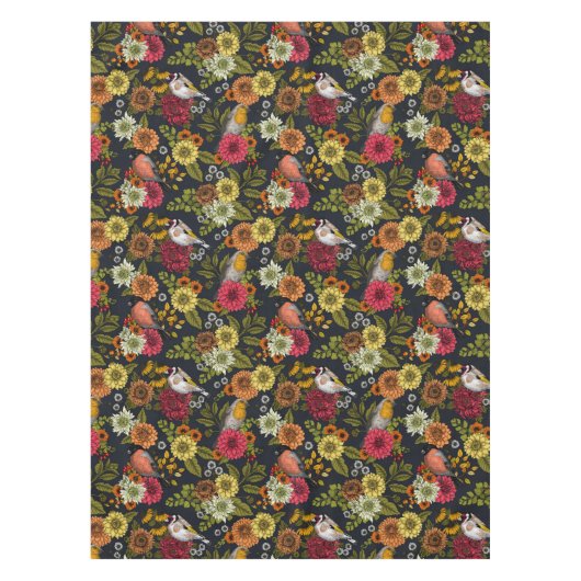 園鳥と花2 テーブルクロス (正面)