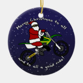 土のバイクのサンタのクリスマスのオーナメント セラミックオーナメント (正面)