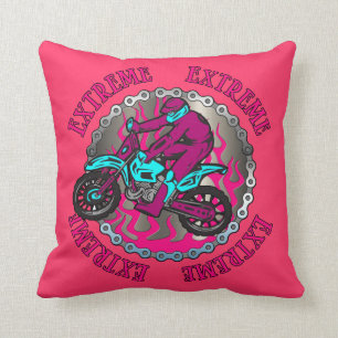 土のバイクのジャンパーのピンクの女の子の装飾的な枕 クッション