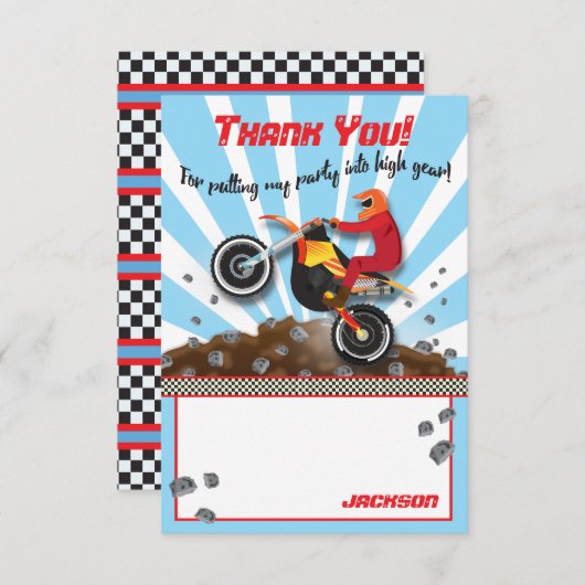 土のバイクのモトクロスの誕生日はノート感謝していしています サンキューカード (正面/裏面)