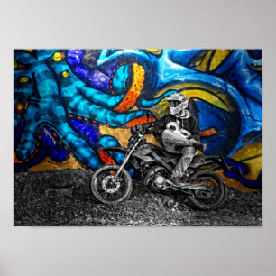 土のバイクの落書きの都市通りの芸術ポスター ポスター