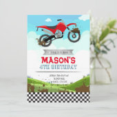 土のバイクの誕生日のパーティの招待状 招待状 (スタンド正面)