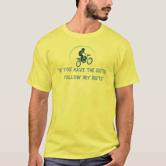 土のバイクもしくは自転車に乗る人のベクトルサイクリング Tシャツ (正面)