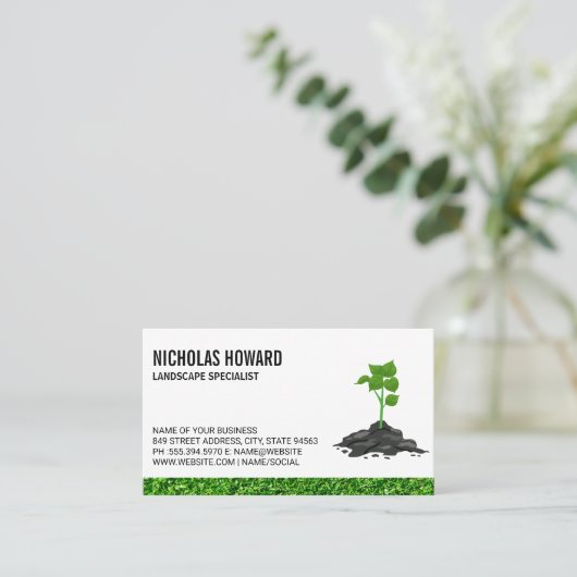 土の中で育つ植物 名刺 (スタンド正面)