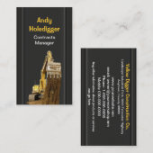 土を排出する黄色い掘削機 名刺 (正面/裏面)