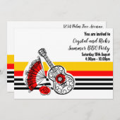 土スペインの産物クラシックストライプ横 招待状 (正面/裏面)