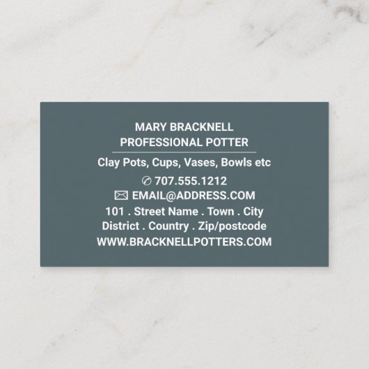 土ポットデザイン、陶器店、陶芸家 名刺 (裏面)