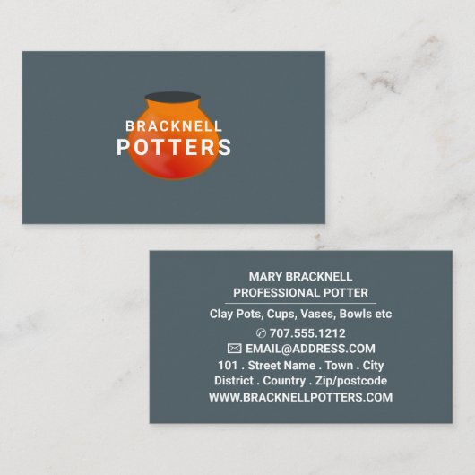 土ポットデザイン、陶器店、陶芸家 名刺 (正面/裏面)