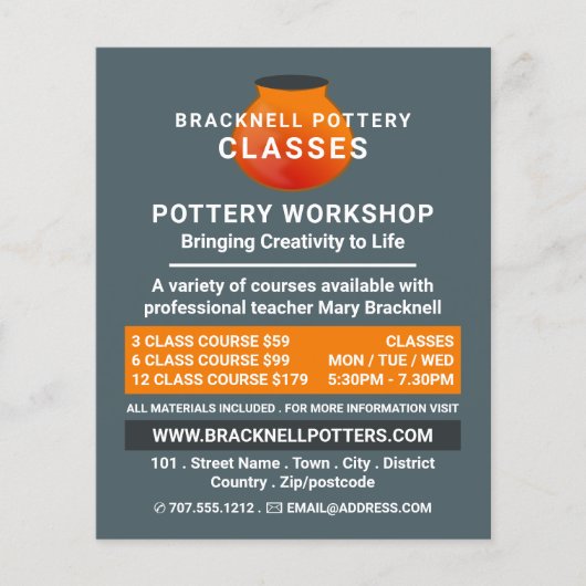 土ポットデザイン、陶芸教室、陶工 チラシ (正面)