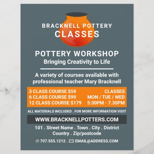 土ポットデザイン、陶芸教室、陶工 チラシ (正面)