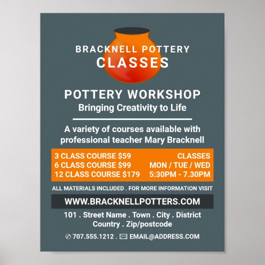 土ポットデザイン、陶芸教室、陶工 ポスター (正面)