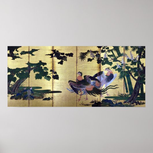 土佐光慶牡フクロウ及びフェニキクス ポスター (正面)