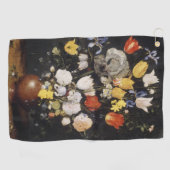 土器の花瓶の花束 ゴルフタオル (横)