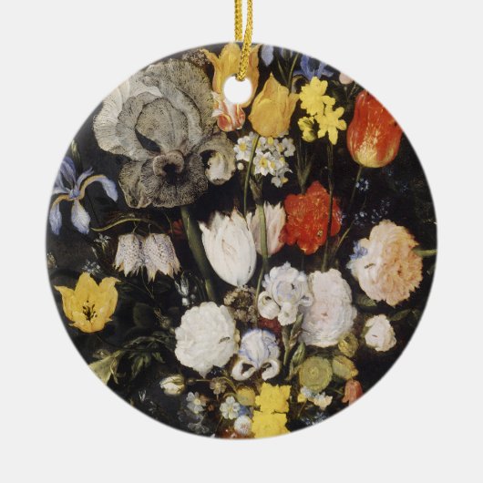 土器の花瓶の花束 セラミックオーナメント (正面)