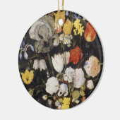 土器の花瓶の花束 セラミックオーナメント (左)