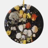 土器の花瓶の花束 セラミックオーナメント (裏面)