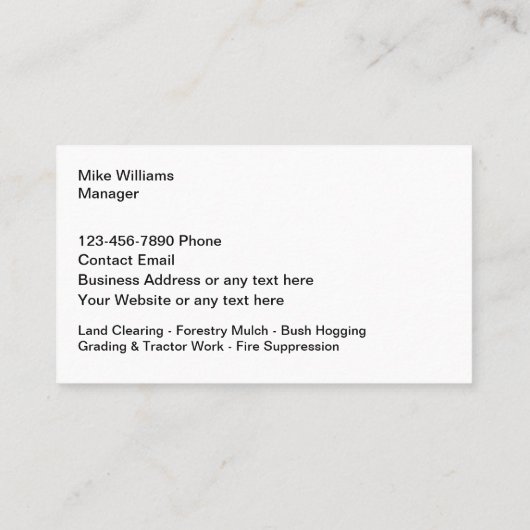 土地の伐採及び林業管理 名刺 (裏面)