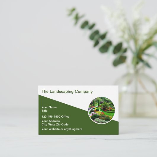 土地モダン紙造園名刺 名刺 (スタンド正面)