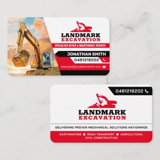 土地清算、掘削、造園、建築 名刺 (正面/裏面)