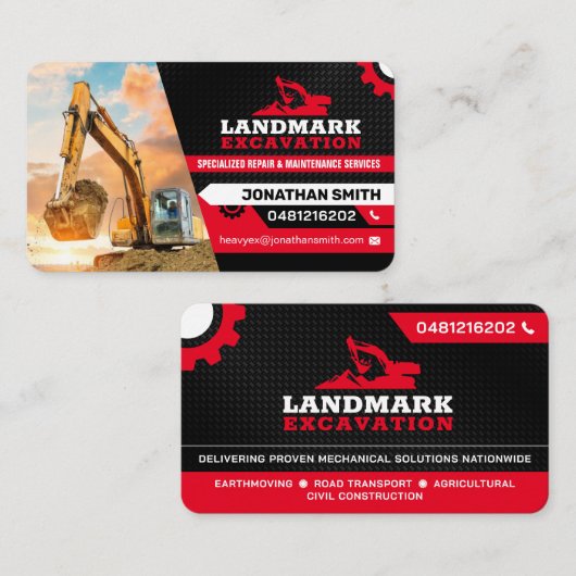 土地清算、掘削、造園、建築 名刺 (正面/裏面)