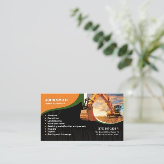 土地清算、掘削、造園、建築 名刺 (スタンド正面)