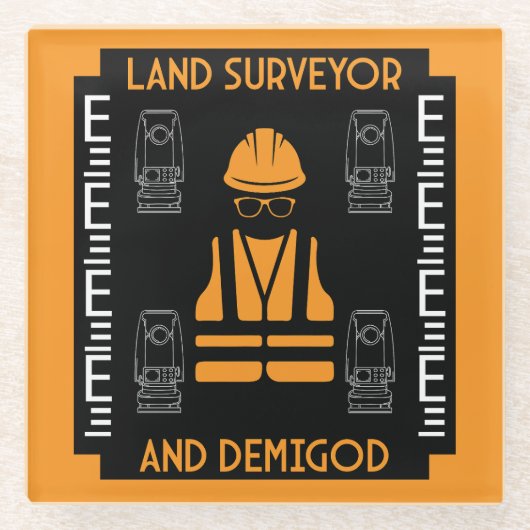 土地測量士 ガラスコースター (正面)