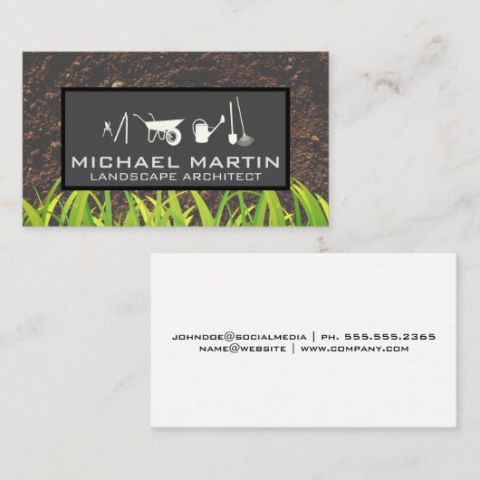 土壌と生育する草 | 園芸用具 名刺 (正面/裏面)