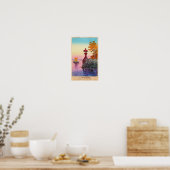 土屋光逸 帆掛け舟の帰帆 木版画 ポスター (キッチン)