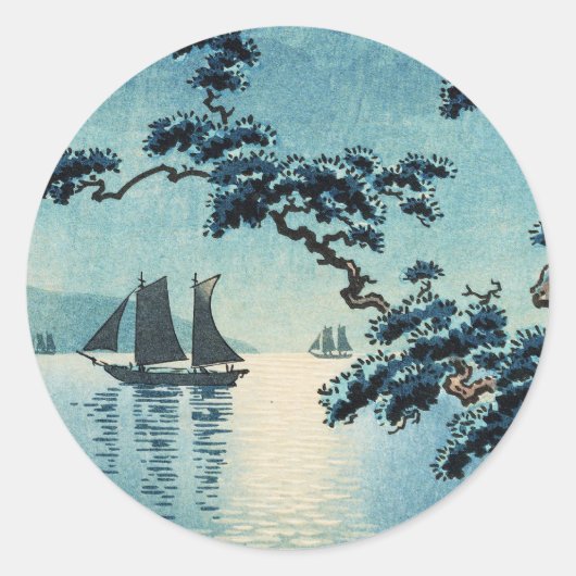 土屋光逸　舞妓　海岸　新版画 ラウンドシール (正面)