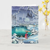 土屋小逸 - 丸山の春雪 カード (黄色い花)