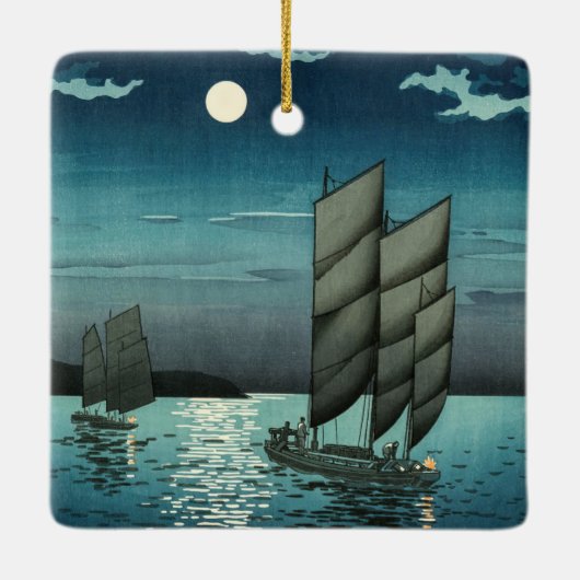 土屋小逸 - 品川の夜の船 セラミックオーナメント (裏面)