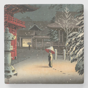 土屋小逸 - 根津神社の雪 ストーンコースター