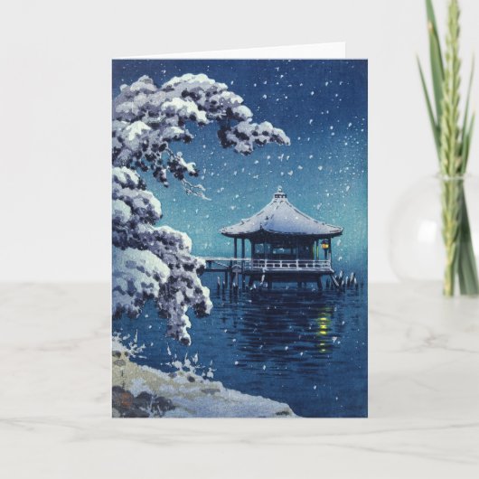 土屋小逸 - 片田の浮見堂に雪 カード (正面)