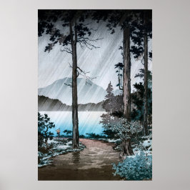 土屋興一による箱根湖の朝雨 ポスター