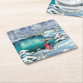 土屋興一 – 春雪の丸山 スクエアペーパーコースター (アングル)