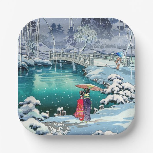 土屋興一 – 春雪の丸山 ペーパープレート (正面)