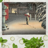 土屋興一 – 根津神社の雪 キッチンタオル (折り畳み)