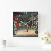 土屋興一 – 根津神社の雪 スクエア壁時計 (ホーム)