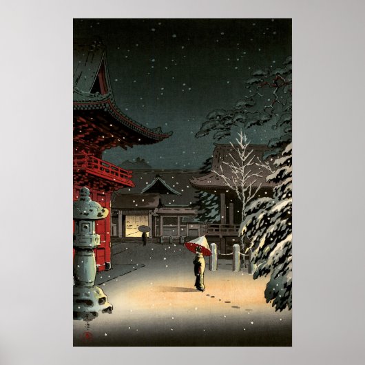土屋興一 – 根津神社の雪 ポスター (正面)