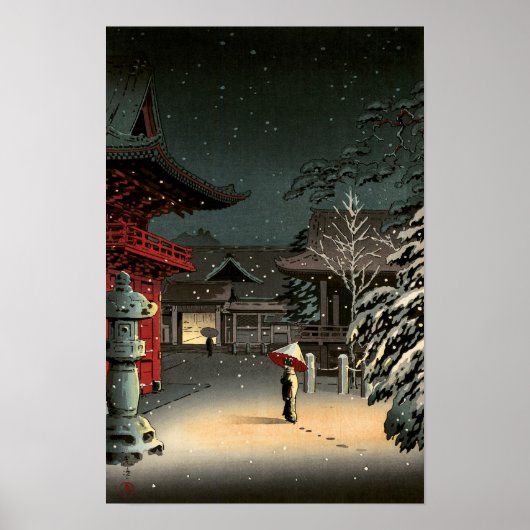 土屋興一 – 根津神社の雪 ポスター (正面)