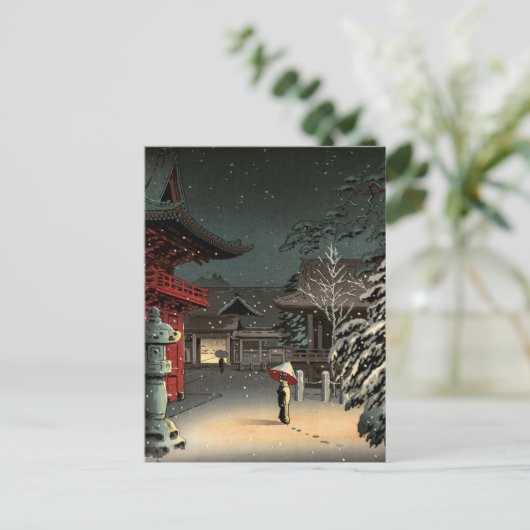 土屋興一 – 根津神社の雪 ポストカード (スタンド正面)