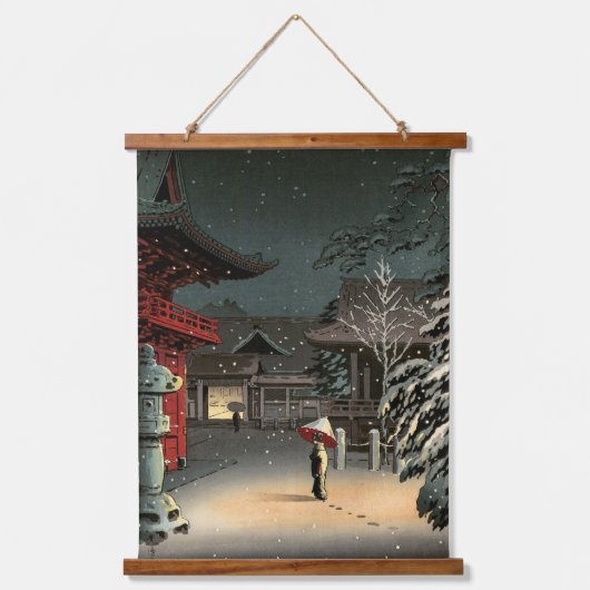 土屋興一 – 根津神社の雪 吊り下げ型タペストリー (正面)